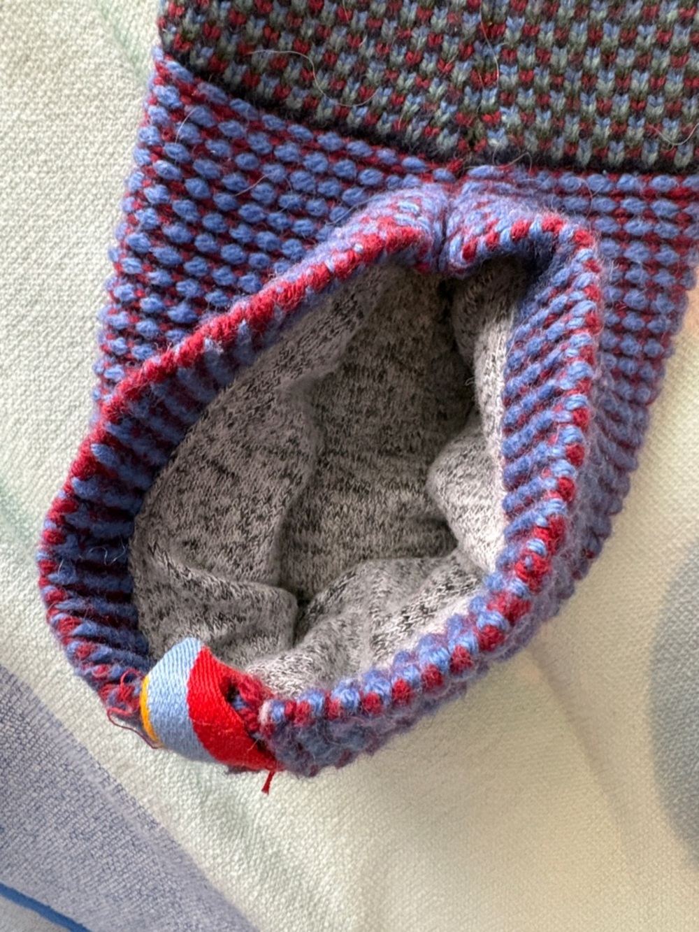 Bombas Knit Slip-On Socks in Purple and Blue with Red Accents Non skid sole - Picture 3 of 3
